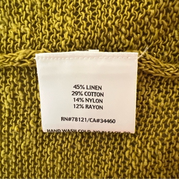 Eileen Fisher linen cotton Blend Green Open Cardigan Size XS Asymmetrical Hem - Picture 6 of 9